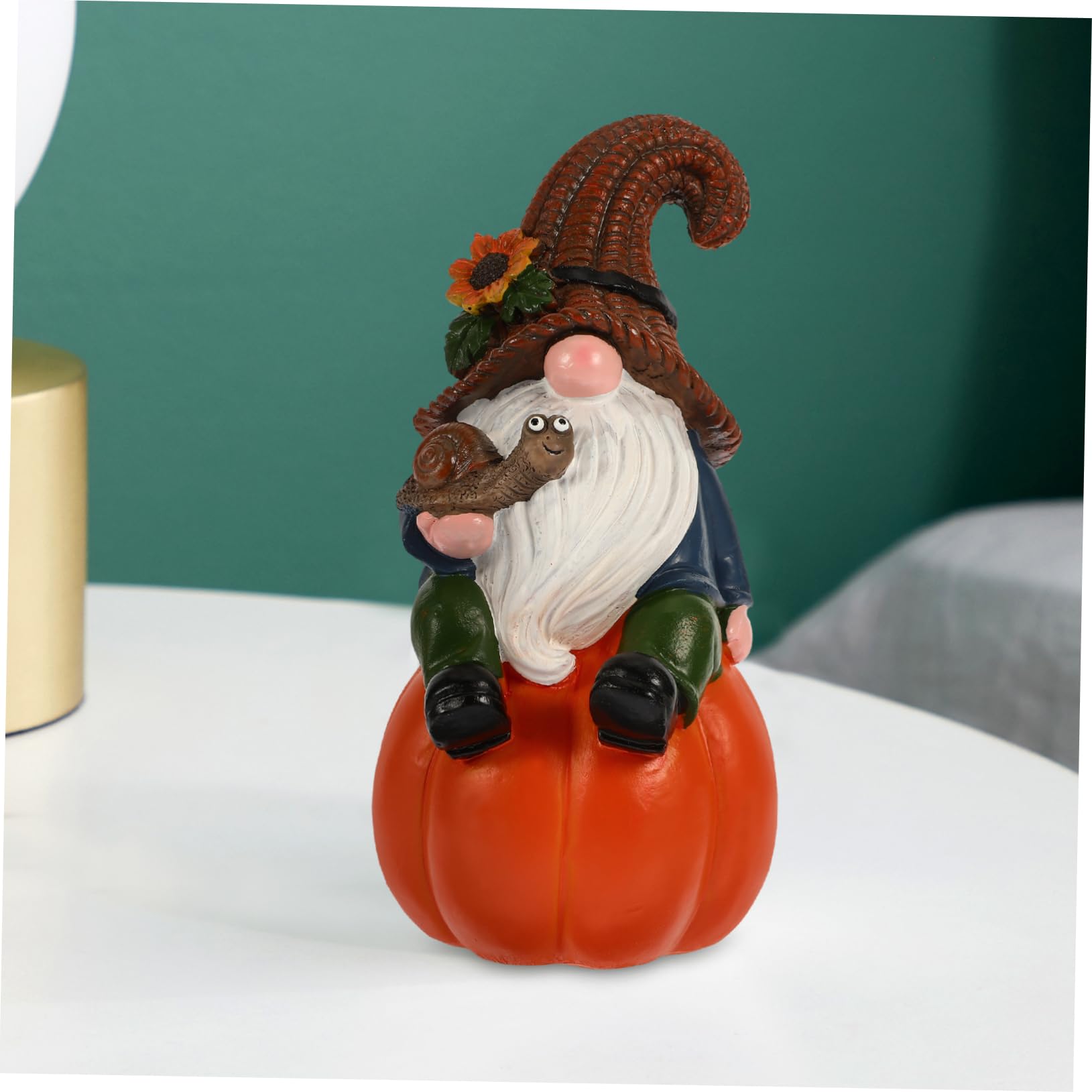 Cabilock Gnome Ornaments for Garden Decor Resin Pumpkin Gnome Statue Fall Style for Outdoor Use
