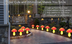 Homeleo 8 Pack Red Mushroom Solar Lights for Outdoor Garden Decor, Waterproof Solar Powered Fairy Ornaments for Yard Fence Lawn Pathway Landscape Lighting Thanksgiving Halloween Christmas Decorations