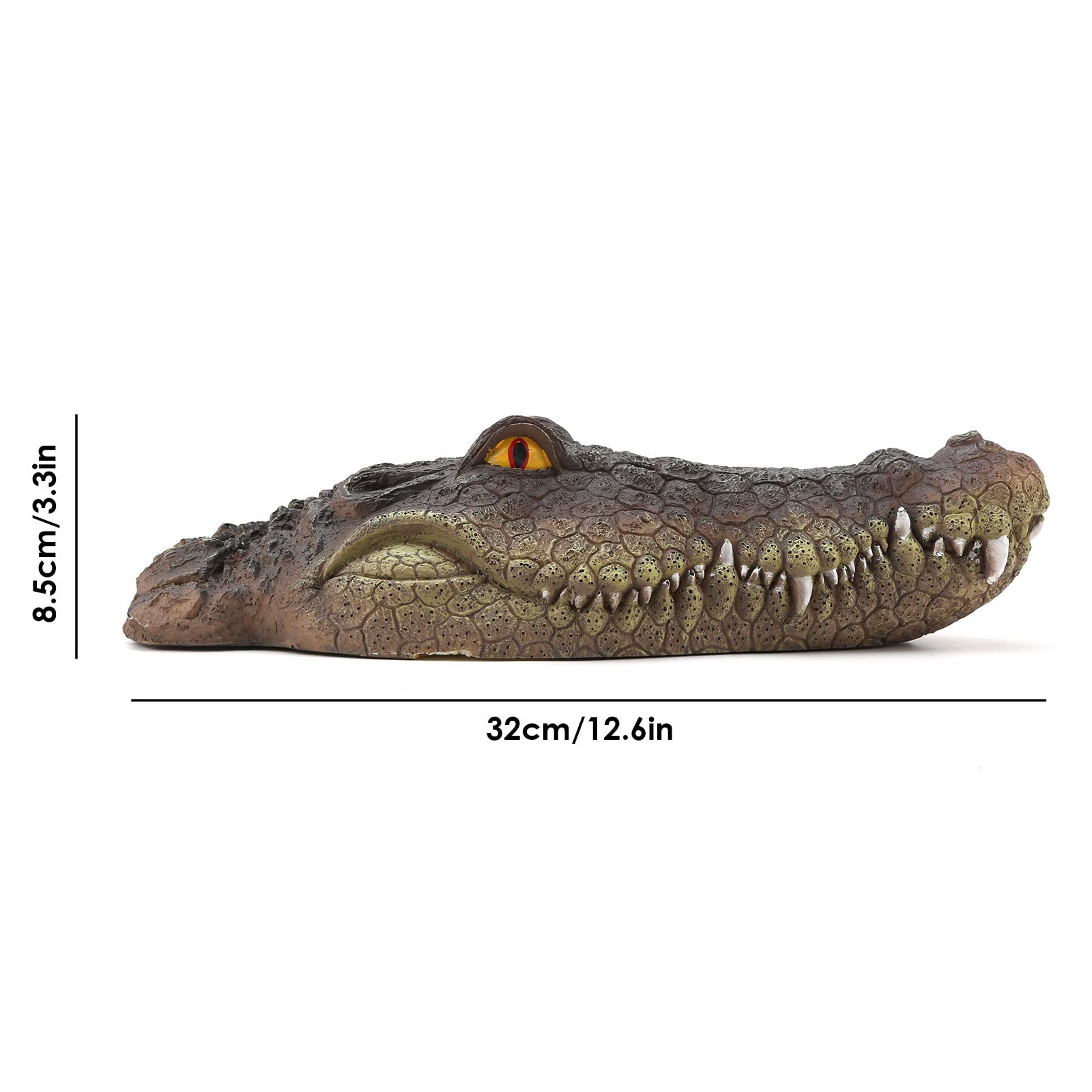 Rehomy Pond Floating Alligator Head Decoy Pool Accessories Detailed Fake Alligator Head for Pond Decoration and Protection (01)
