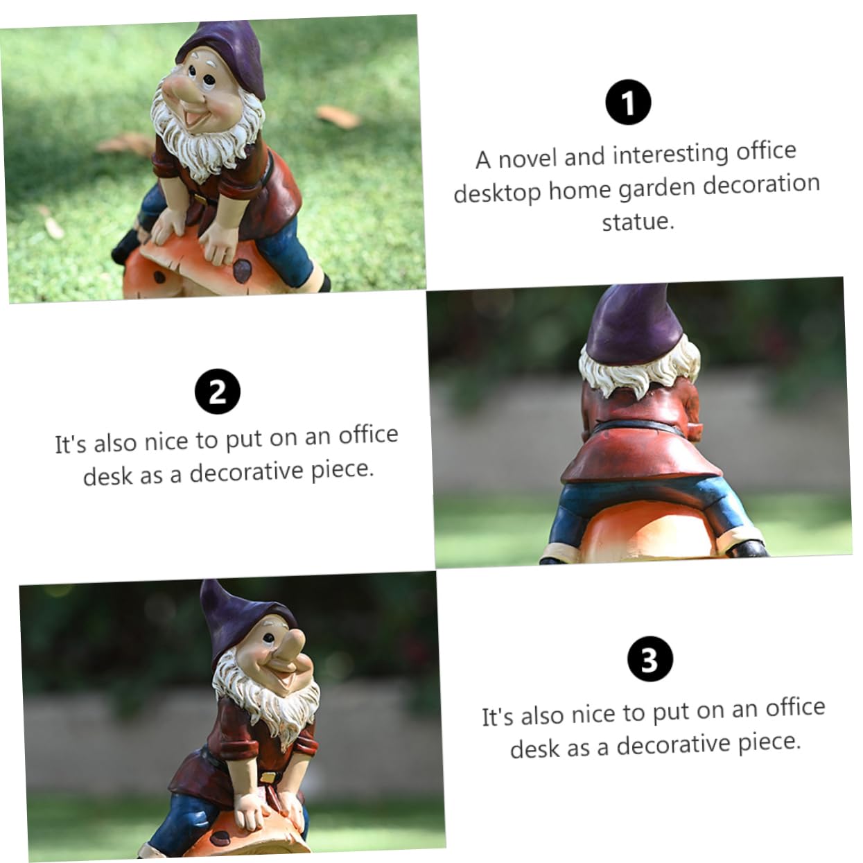 Happyyami Outdoor Garden Dwarf Statue Adorable Resin Figurine for Home Decor Desktop Lawn and Decoration Durable Eco-friendly Miniature Gnome Ornament