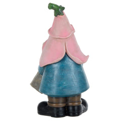 Garden Gnome Ornament Novelty Resin Standing Figure Patio Outdoor - Pink Hat
