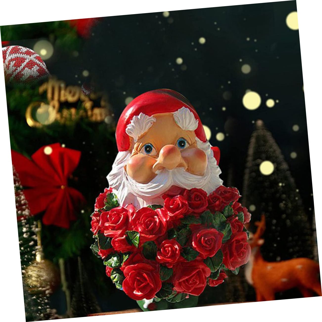 Cabilock 1pc Cute Resin Garden Gnome Holding Rose Charming Outdoor Decor for Garden Patio Lawn for Family and Friends
