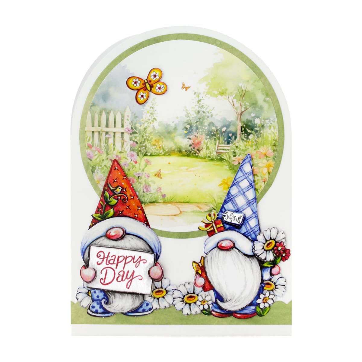Katy Sue Garden Gnomes Die-Cut Pop-Up Card Making Kit for Adults. Makes 12 Cards & Contains Gnome or Gonk Die-Cut Decoupage Paper Sheets, Supports, Envelopes & Foam Pads for Card Making Supplies