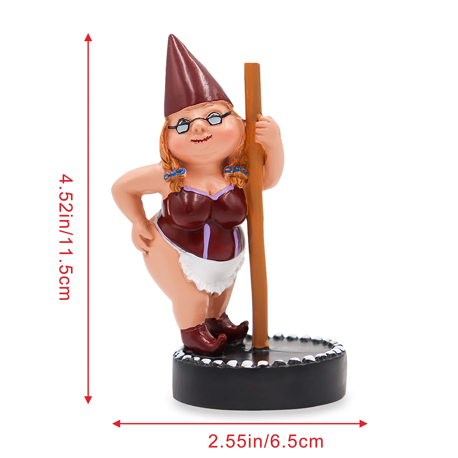 Dnoifne Pole Dancing Gnome Statue, Resin Garden Statues, Funny Outdoor Figure, Creative Spring Decoration, Dance Gnome, Lady Statue (Red)