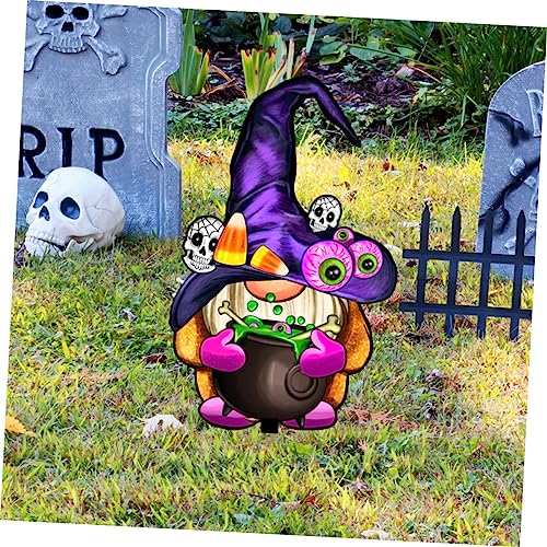 Toyvian 3Pcs Halloween Gnome Stakes Durable Acrylic Garden Signs for Outdoor Decor for Yards and Lawns Easy to Install Halloween Decorations