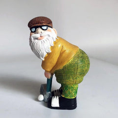 Mcuhm Garden Gnome Ornament - Handmade Resin Golfing Gnome Statue, Lightweight & Weatherproof Outdoor Decor for Garden, Patio, Yard for Gnome Lovers & Handmade Collectors