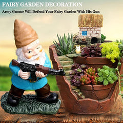 GAZETSZ Garden Gnomes, 4.5inch Gnome Statues, Military Gnome with Gun, Funny Army Gnomes Decorations for Yard, Indoor Outdoor Halloween Christmas Thanksgiving Gifts (Red+Yellow+Blue)
