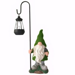 Gnome Solar Light, 18.9 Inch Tall Flocked Resin Garden Gnomes with Solar Lantern, Garden Statue Gnome, Garden Ornaments for Yard Lawn Backyard Decorations, Garden Statues