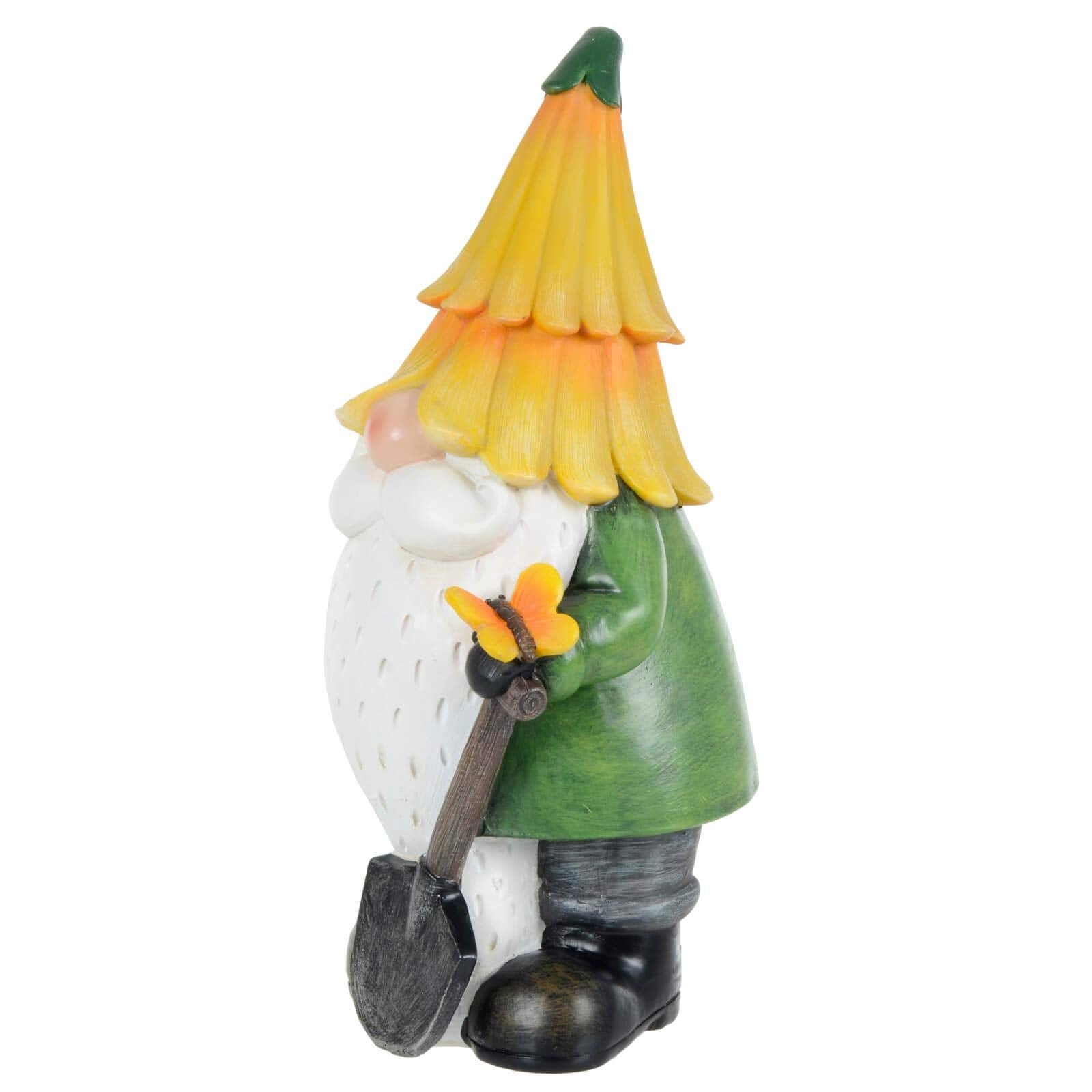 Garden Gnome Ornament Novelty Resin Standing Figure Patio Outdoor - Yellow Hat
