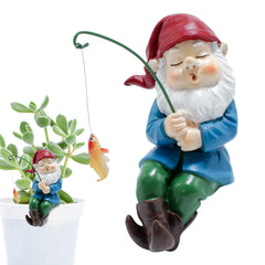 Fishing Garden Gnome Statue - Welcomes Little Guy With Rod, Funny Decorations for Pond Waterfalls