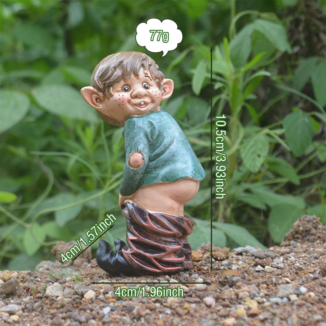 Rolin Roly Bare Buttocks Garden Gnome Statue Naughty Gnomes Ornaments Funny Waterproof Resin Dwarf Craft for Indoor or Outdoor Lawn Decorations (1PCS)