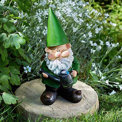 Fun Garden Ornament Wilf The Gnome With Watering Can, Ideal For Pond, Garden Decoration