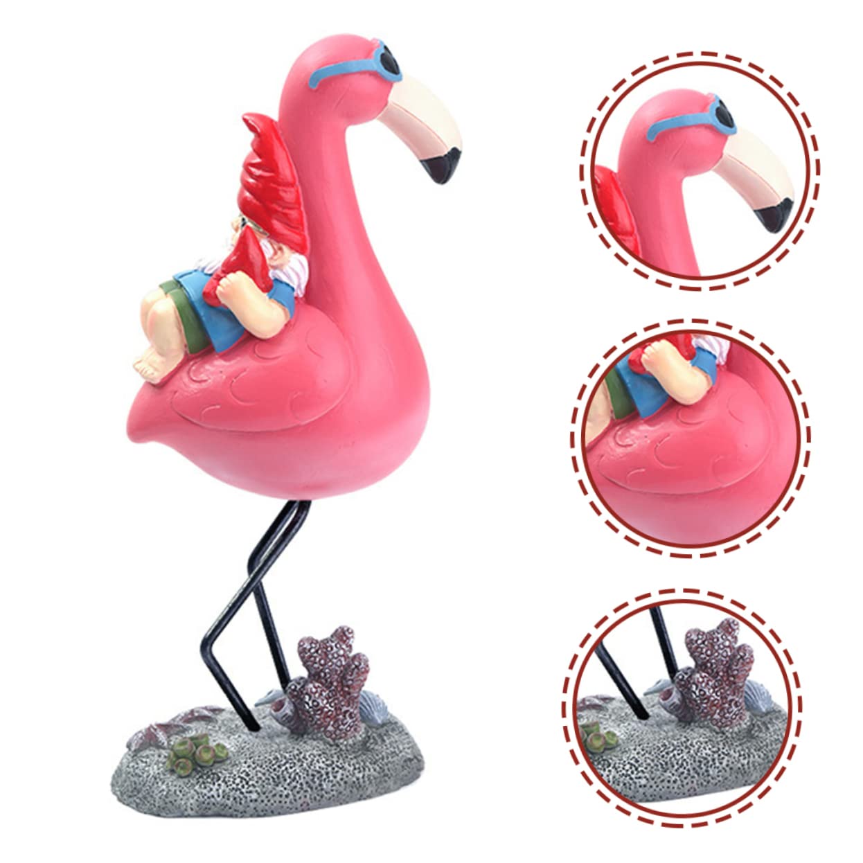 SUPVOX Naughty Gnome Statue Flamingo Wear Resistant Resin Dwarf Garden Ornament for Outdoor Lawn and Lightweight for Courtyards and Parties