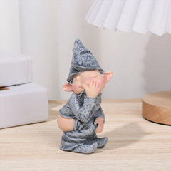 MOOCOCO Naughty Funny Outdoor Pooping Gnome Statue,Garden Figures Figurines, Dwarf Decoration Garden Sculptures and Statues, Miniature Mold for Courtyard Lawn Yard-Grey