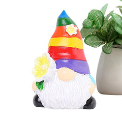 Playful Garden Statues, Fairy Garden Gnome Decoration, Rainbow Gnome Decoration, Outdoor Figurine For Garden, Adorable Gnome Statue, Cheerful Garden Accessory, Miniature Gnome Figurines, Vibrant