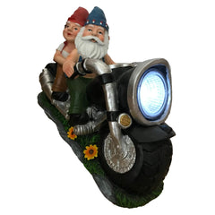 CT DISCOUNT STORE Biker Gnomes Couple On Motorcycle - Outdoor Cute Figurine Statues, Gnome Outdoor, Biker Couple in Love, Make Your Home and Garden More Fun, Great Gift