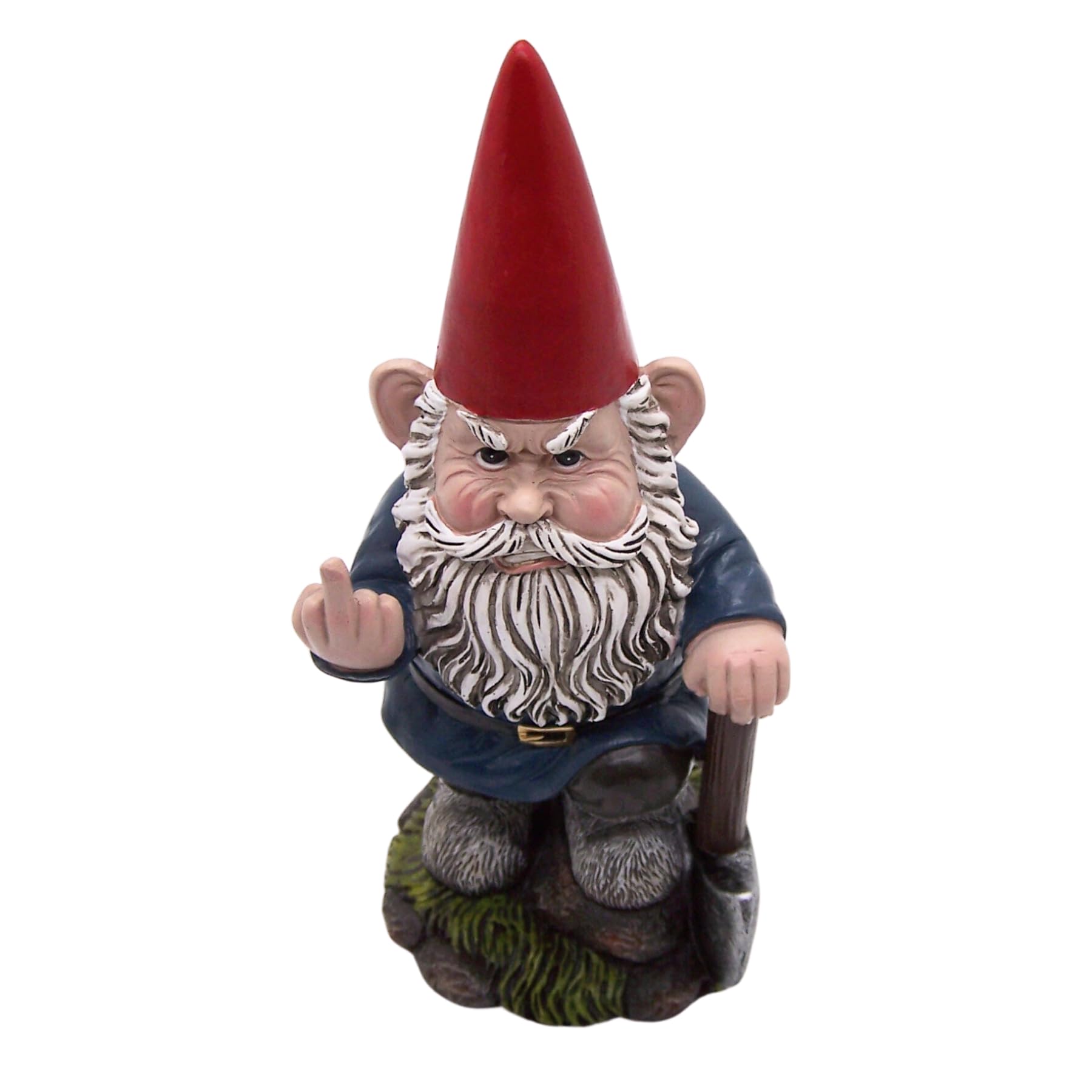Wowser Angry Garden Gnome with a Shovel, Freestanding Figurine, Unique Outdoor Décor, Funny Gift, 9 Inches