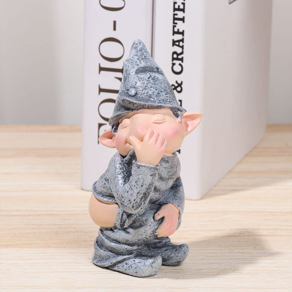 MOOCOCO Naughty Funny Outdoor Pooping Gnome Statue,Garden Figures Figurines, Dwarf Decoration Garden Sculptures and Statues, Miniature Mold for Courtyard Lawn Yard-Grey