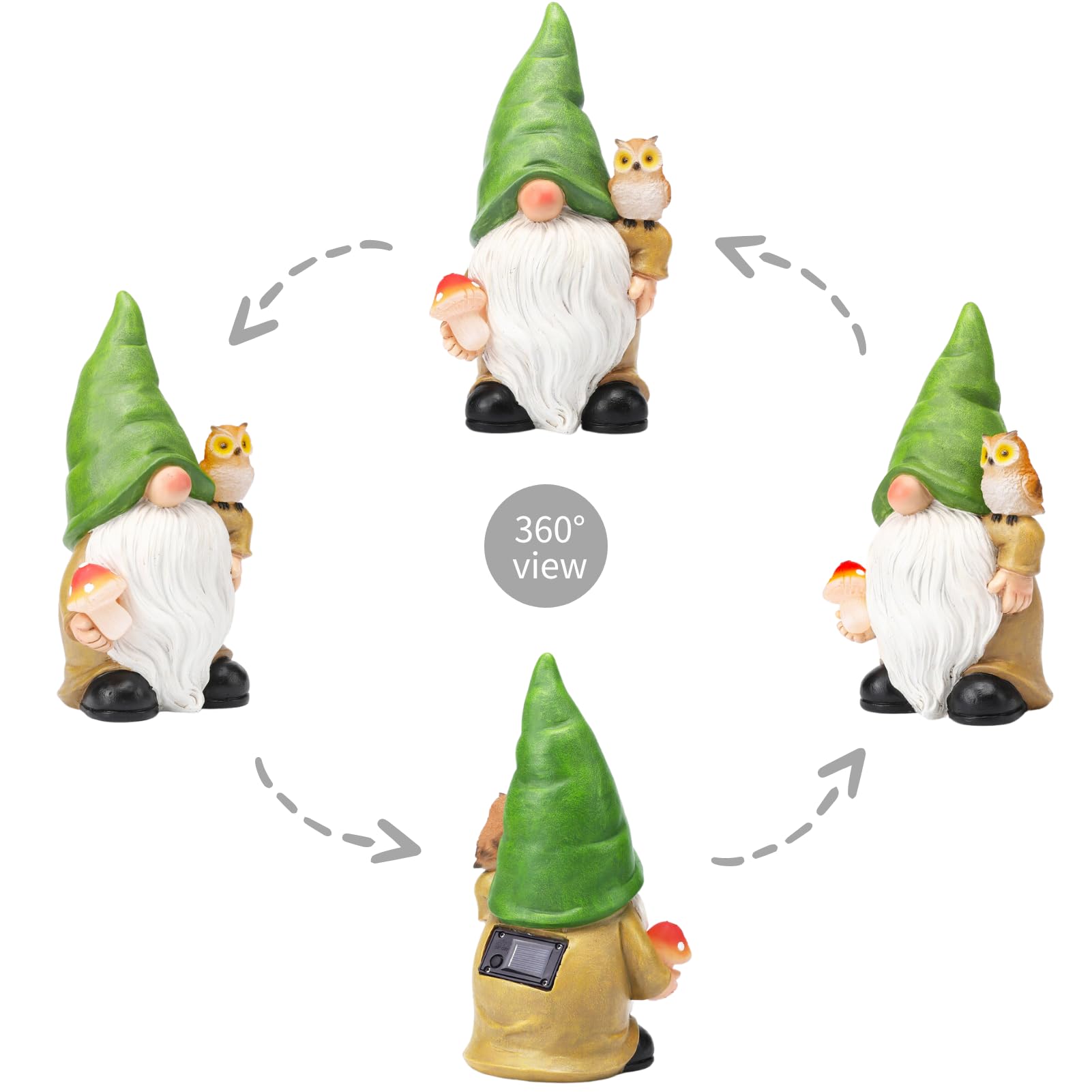 WONDHOME Garden Gnome Sculptures Statues Resin Decor Owl Mushroom Solar LED Lights Lantern Female Outdoor Gnomes Garden Figurines for Patio Yard Lawn House Farmhouse Decorations Gifts,Owl …