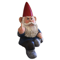 Candy Creations On Cloud 9 Grumpy Seated Garden Gnome Giving Middle Finger, Funny Angry Lawn Dwarf, Indoor or Outdoor Unique Decor