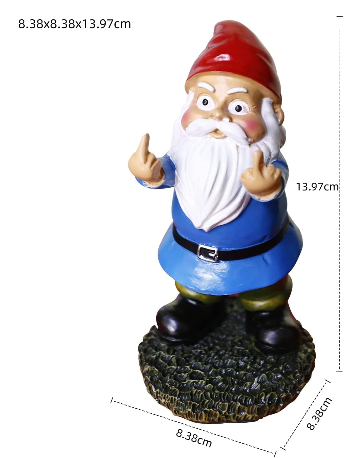 Funny Garden Gnomes, Colorful Garden Ornaments Double Middle Finger Outdoor Naughty Resin Gnome Figurine Gift 13.97cm