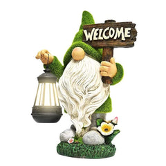 Dbvnnsy Funny Resin Garden Gnome with Solar Light, Outdoor Solar Powered Gnome Statue for Yard, Lawn, Patio and Decorative Garden Ornament, Lantern
