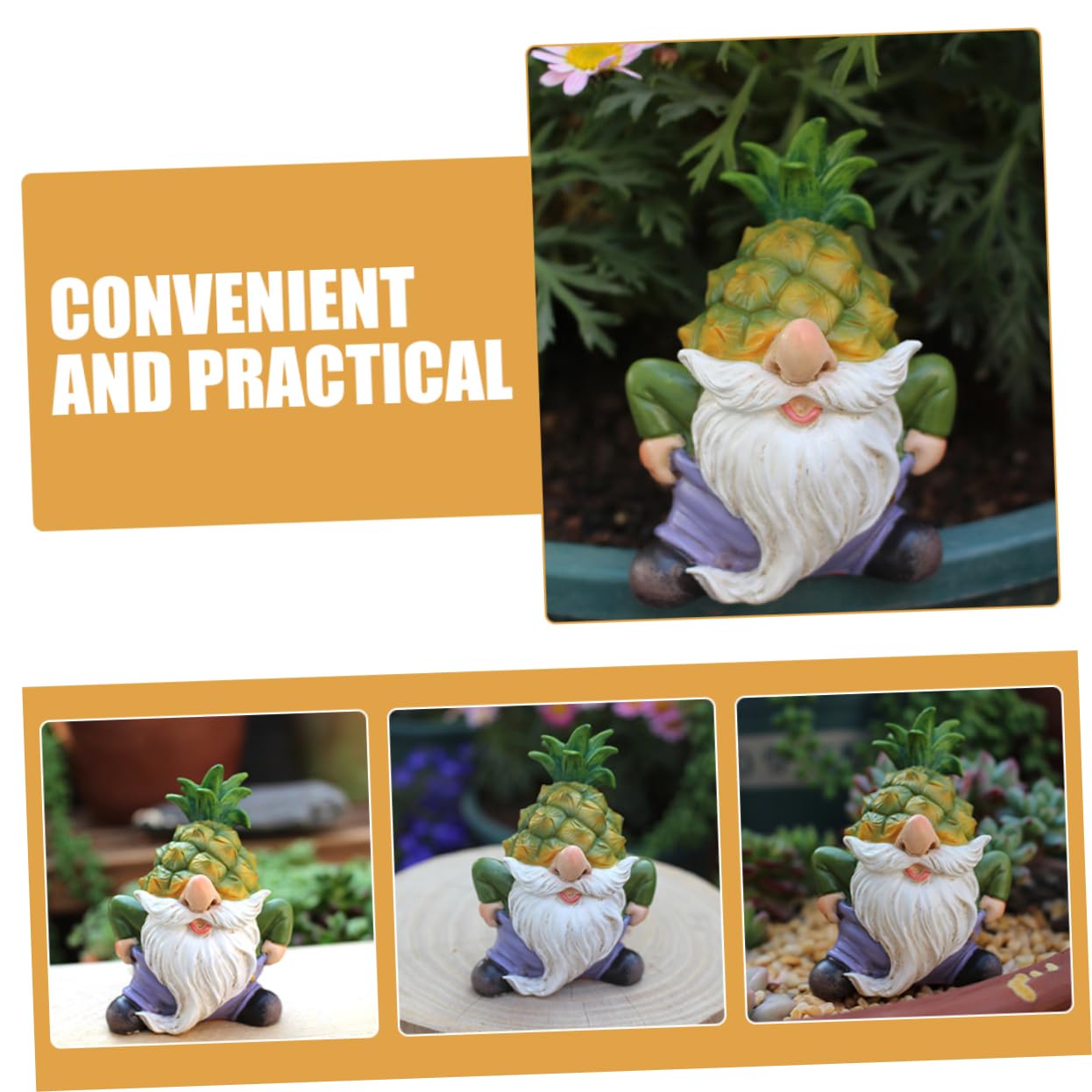 Happyyami Outdoor Gnome Ornaments Resin Craft Gnome Figurine Grandad Garden Ornaments