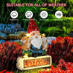 Outdoor Garden Gnome Ornaments with Solar Lights Funny Garden Gnomes Outdoor Statue for Patio Lawn Home Yard Decorations (with Solar Lights)