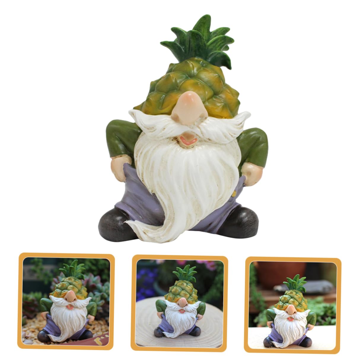 Happyyami Outdoor Gnome Ornaments Resin Craft Gnome Figurine Grandad Garden Ornaments