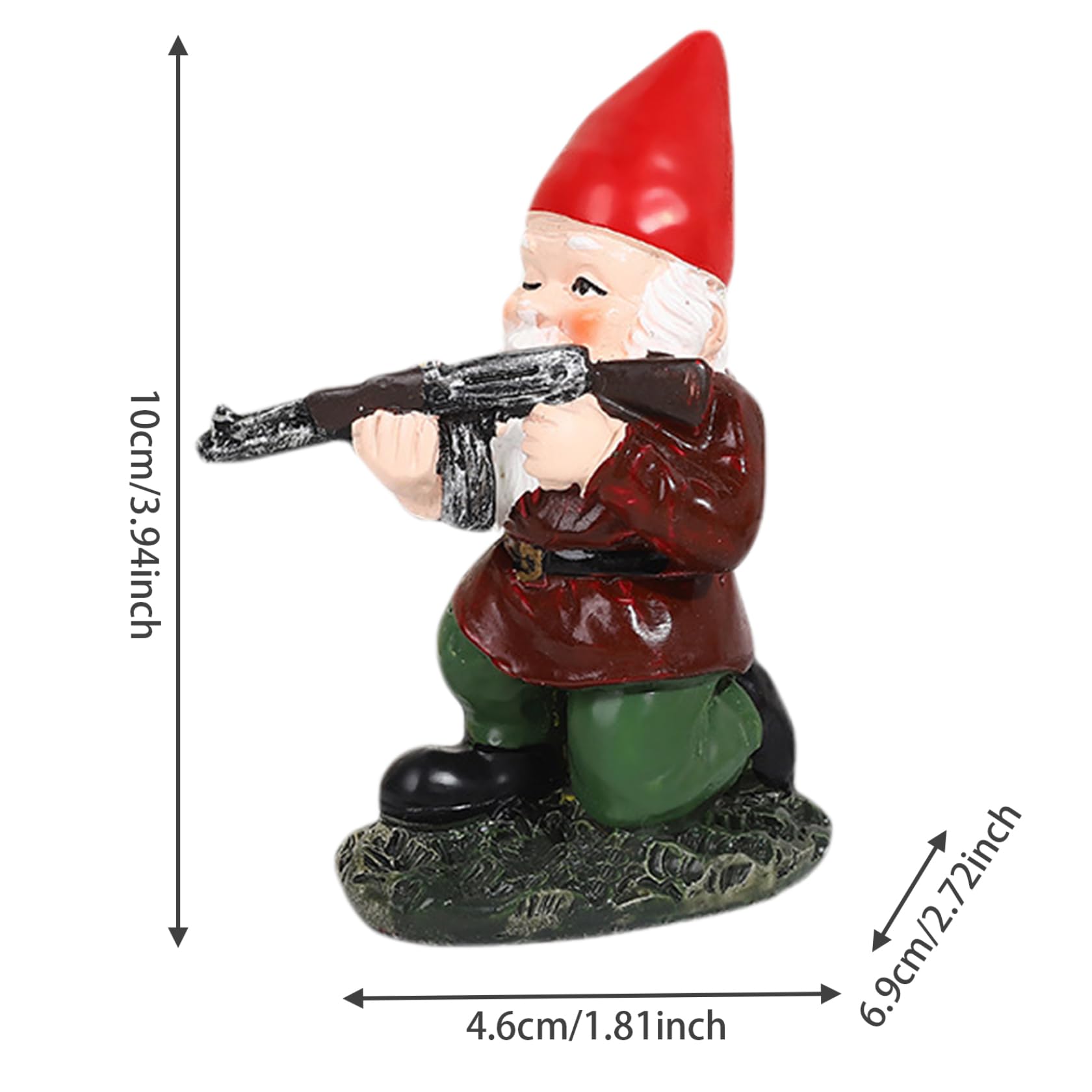 Funny Garden Gnomes 3.9'' Tall Naughty Gnome Garden Gnome with Gun Statue Waterproof Resin Gnomes Decor for Patio, Yard, Lawn Style 2