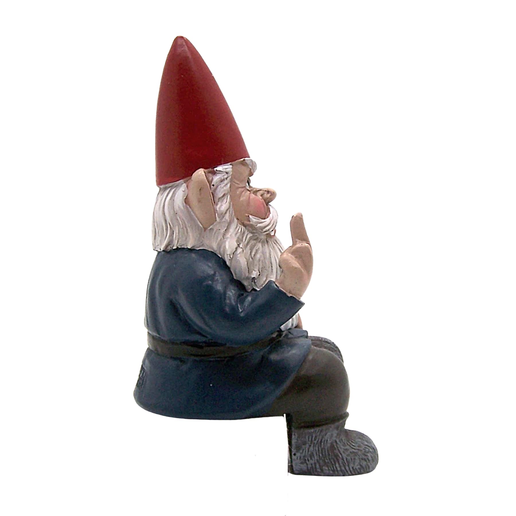 Angry Garden Gnome with Middle Finger, Shelf Sitting Figurine, Naughty Décor, Funny Gift, 7.15 Inches