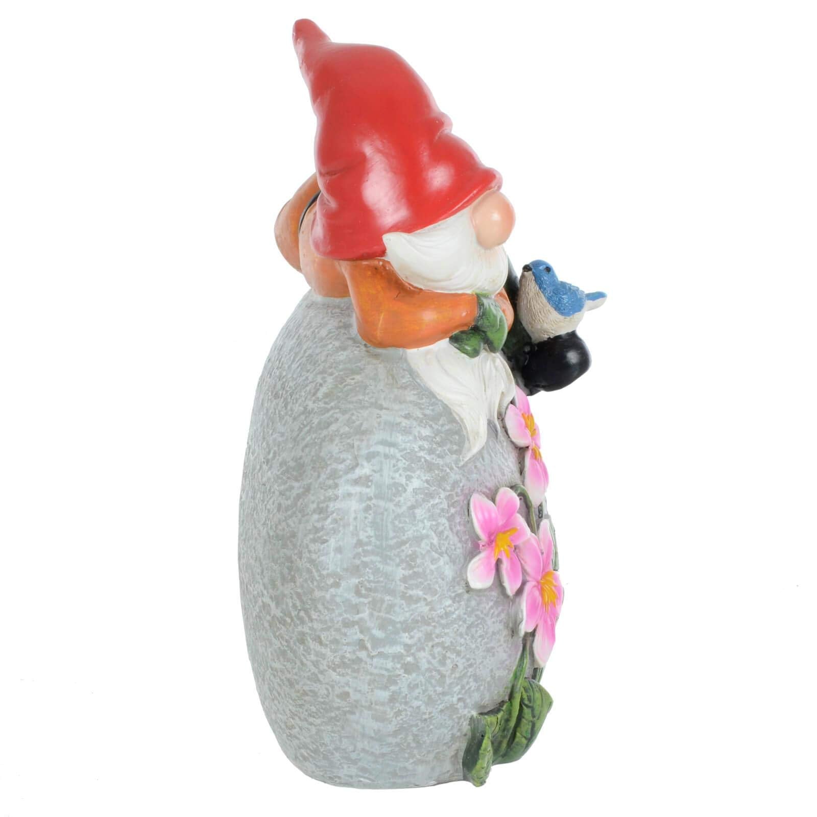 Garden Gnome Welcome Pebble Ornament Novelty Resin Decoration Outdoor - Red Hat