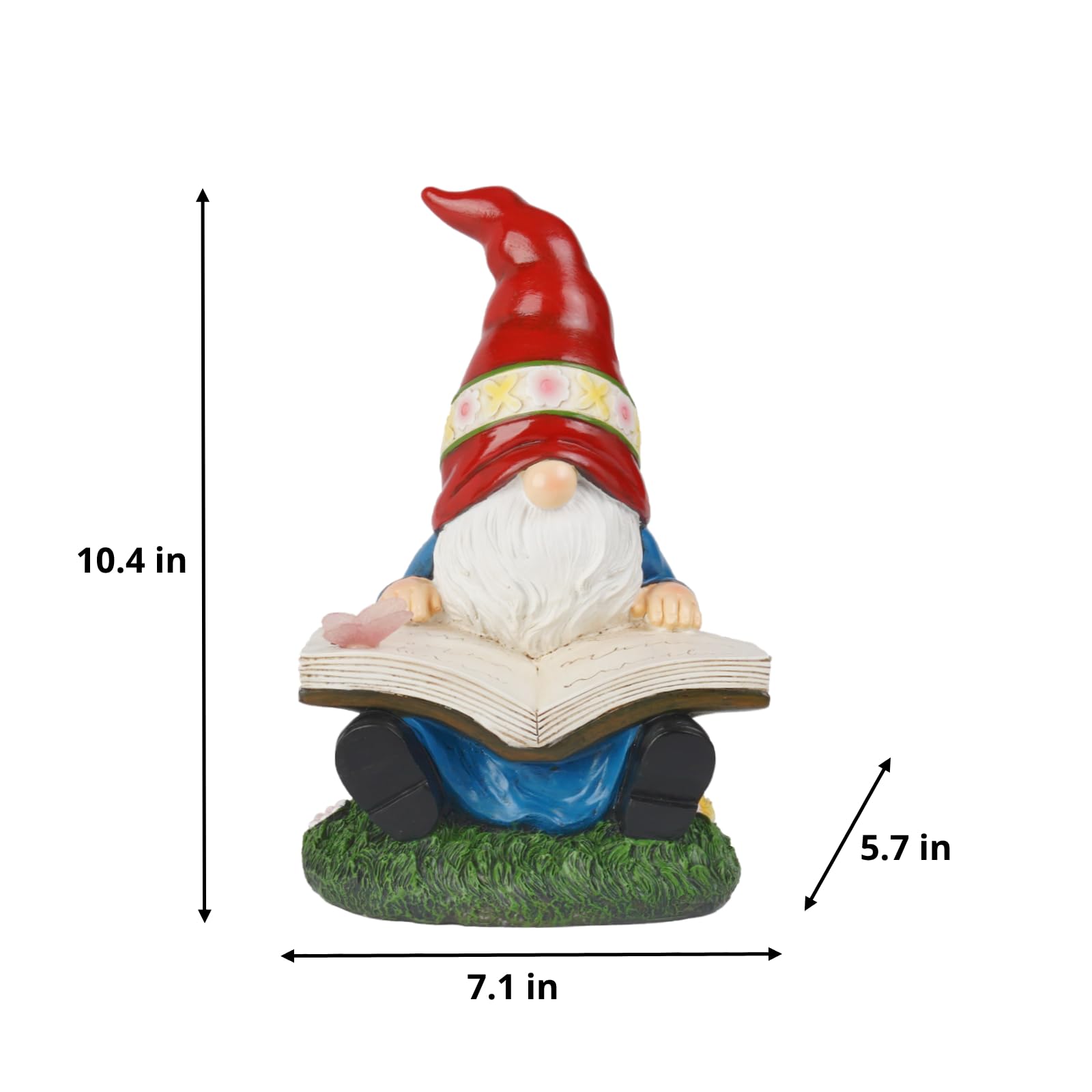 Solar Garden Gnomes Outdoor Statues - Gnome Figurine Reading Book with Butterfly LED Lights Funny Gnomes for Garden Decor Yard Patio Lawn Ornaments Gifts for Women