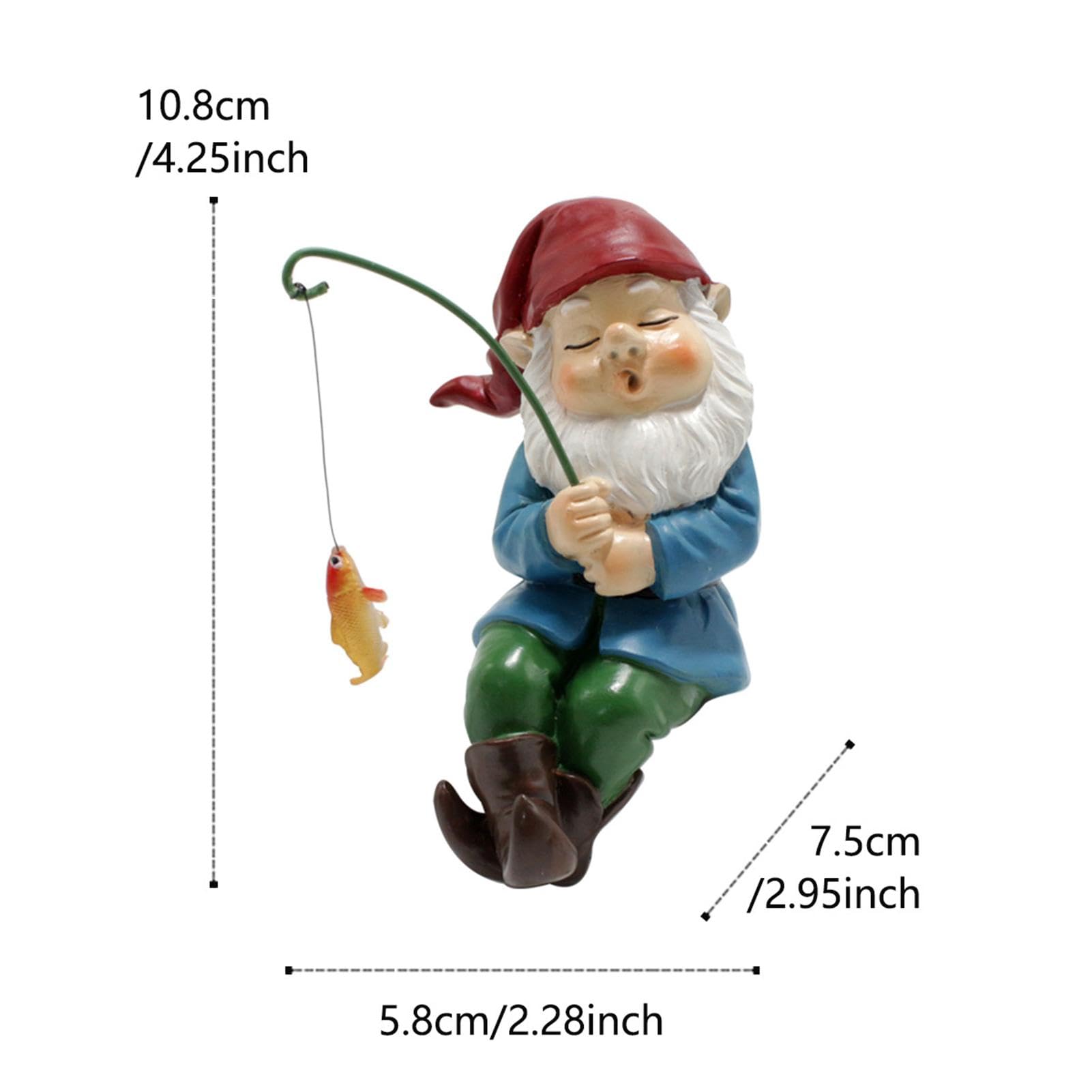 Fishing Garden Gnome Statue - Welcomes Little Guy With Rod, Funny Decorations for Pond Waterfalls