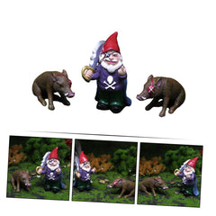 Happyyami 1set Creative Pirate Gnome Resin Figurine Pig Statues for Garden Decoration Unique Outdoor Ornament for Halloween and Holiday Decor