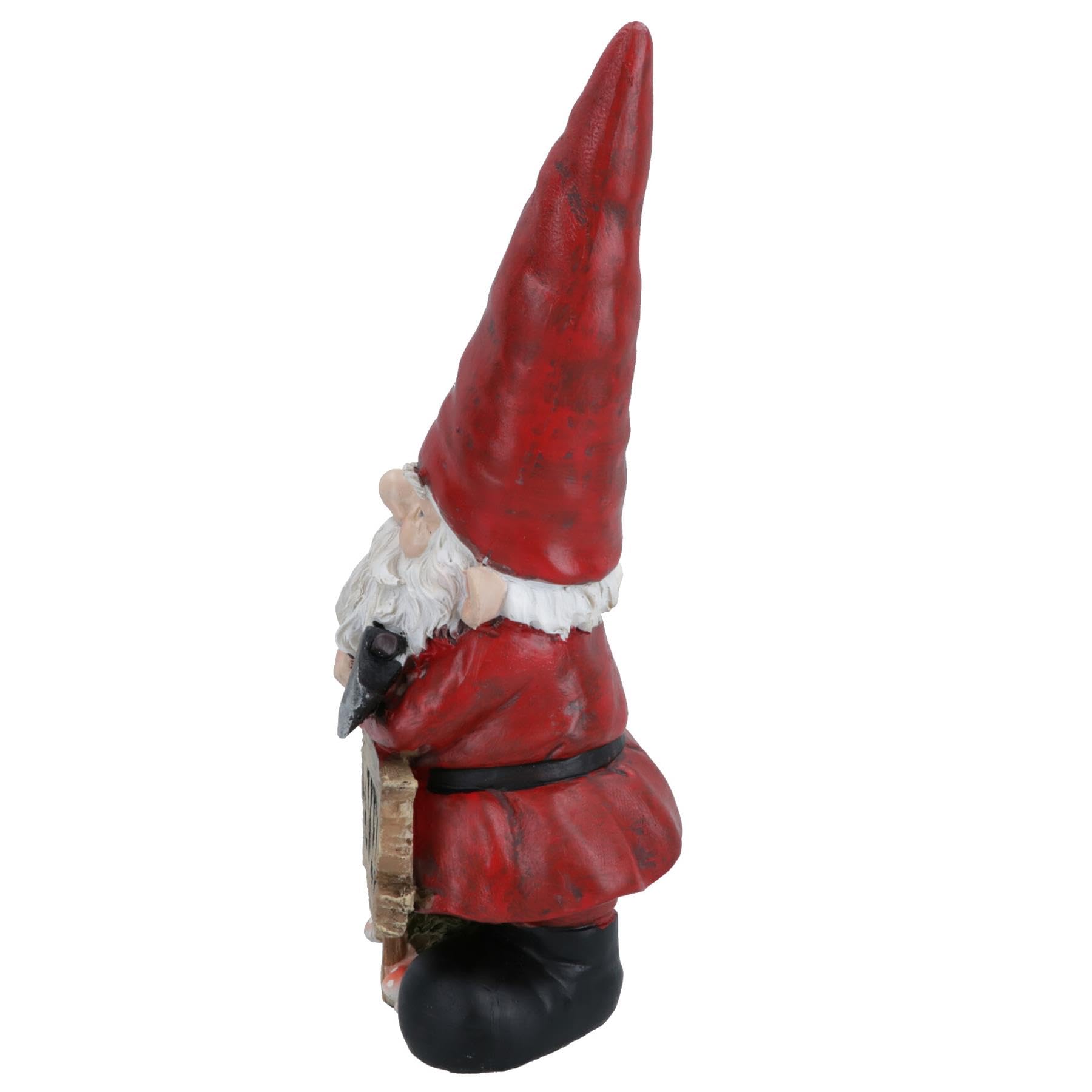 AB Tools Gnome with Leave Sign Figurine Statue House Decor Ornament Garden Yard