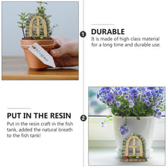 Happyyami 4pcs Fairy Door and Windows for Trees Miniature Gnome Home Dwarf Elf Tree Faces Decor Fairy Garden Sculpture Lawn Ornament for Fish Tank Aquarium Landscape