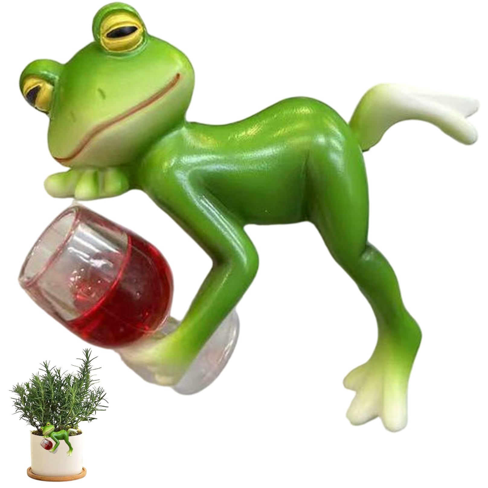 DAGLLGEW Garden Ornaments Outdoor Frog Statue Resin Frog Decor Hanging Plant Decorations for Flower Pot Patio Yard Lawn Ornament Garden Gnomes
