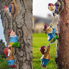 Tixqeaif Naughty Climbing Rope Fairy Garden Gnomes Statue, Resin Garden Gnome Tree Hugger Outdoor Decor Accessories For Lawn Balcony