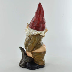 Gnome- Having a Widdle Fantasy Figure Home Decor Garden Ornament Joke Present Novelty Gift Comical H18.5cm