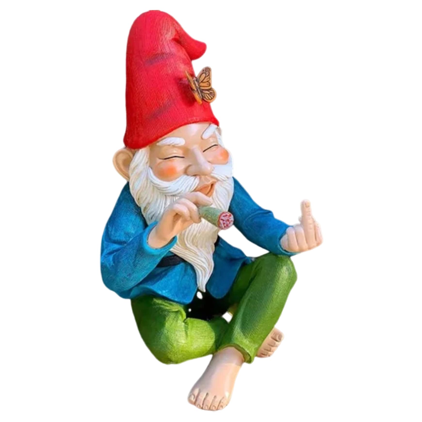 5.9inch Garden Gnome Middle Finger Tall Resin Funny Garden Gnomes Cheeky Smoking Naughty Gnomes Fade-Resistant Mini Gnomes