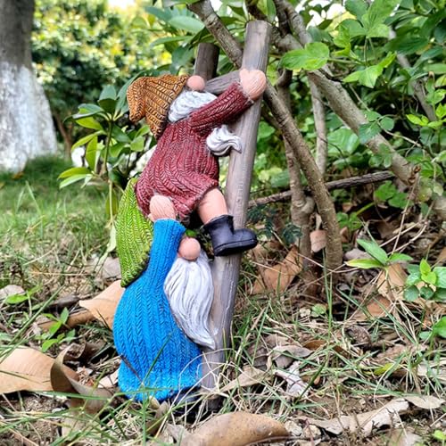 CDQL Garden Gnome Statue, Funny Gnome Figurine, Climbing Funny Gnome Garden Statue, Resins Ornament for Patio, Yard, Lawn, Porch