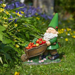 Garden Wheelbarrow Gnome Ornament Fun Garden Wheel barrow Wilf Vegetables Gift