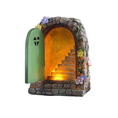 Srliya Solar Light Fairy Garden Miniature Door Sculpture Resin Statue (11 Black [8 Lights]), Srliyawbm5tsnrfq-79