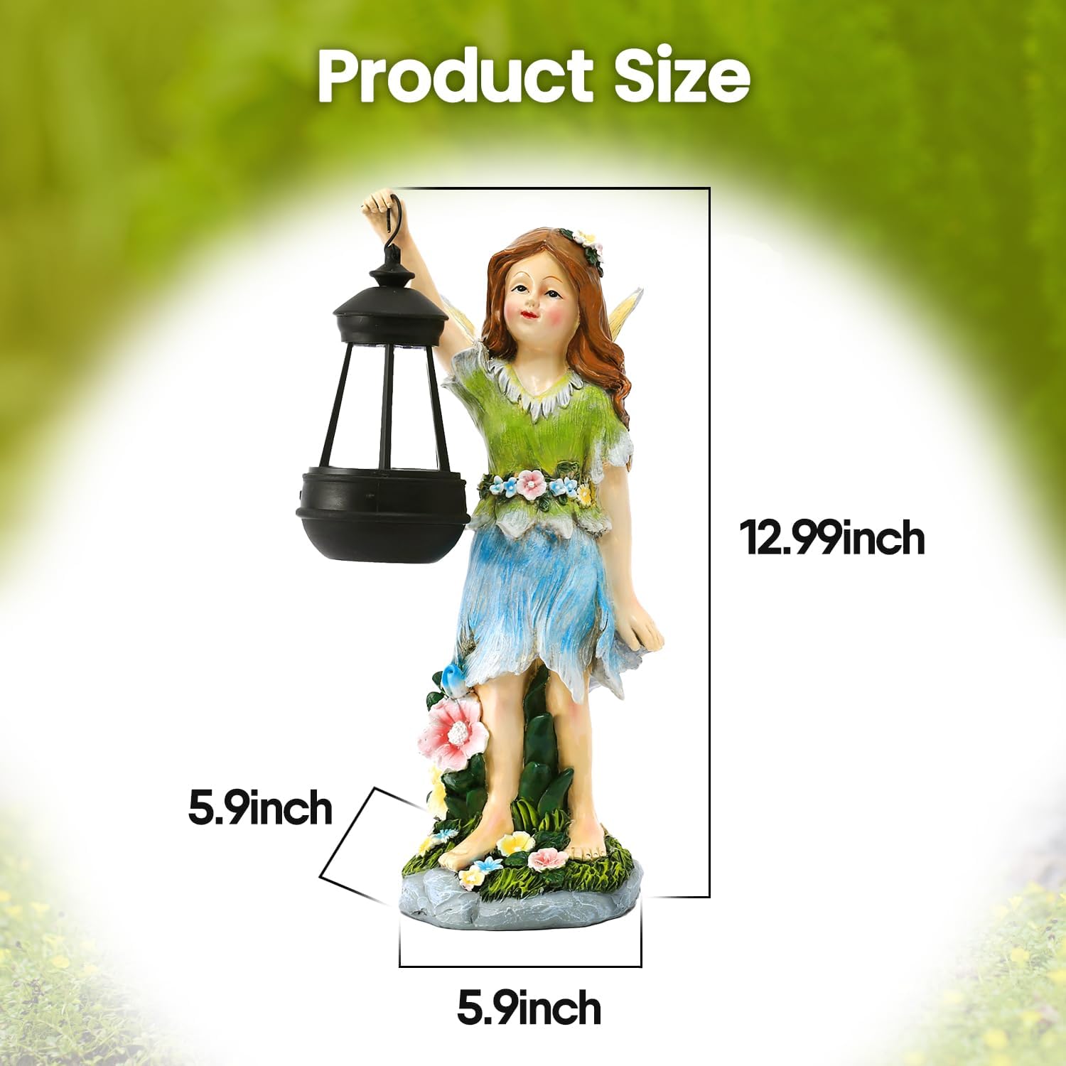 Pohabery Fairy Garden Statue Solar Garden Fairy with Lantern Light Outdoor Decoration Waterproof Solar Sculpture for Patio Yard Lawn Gift for Mom Grandma