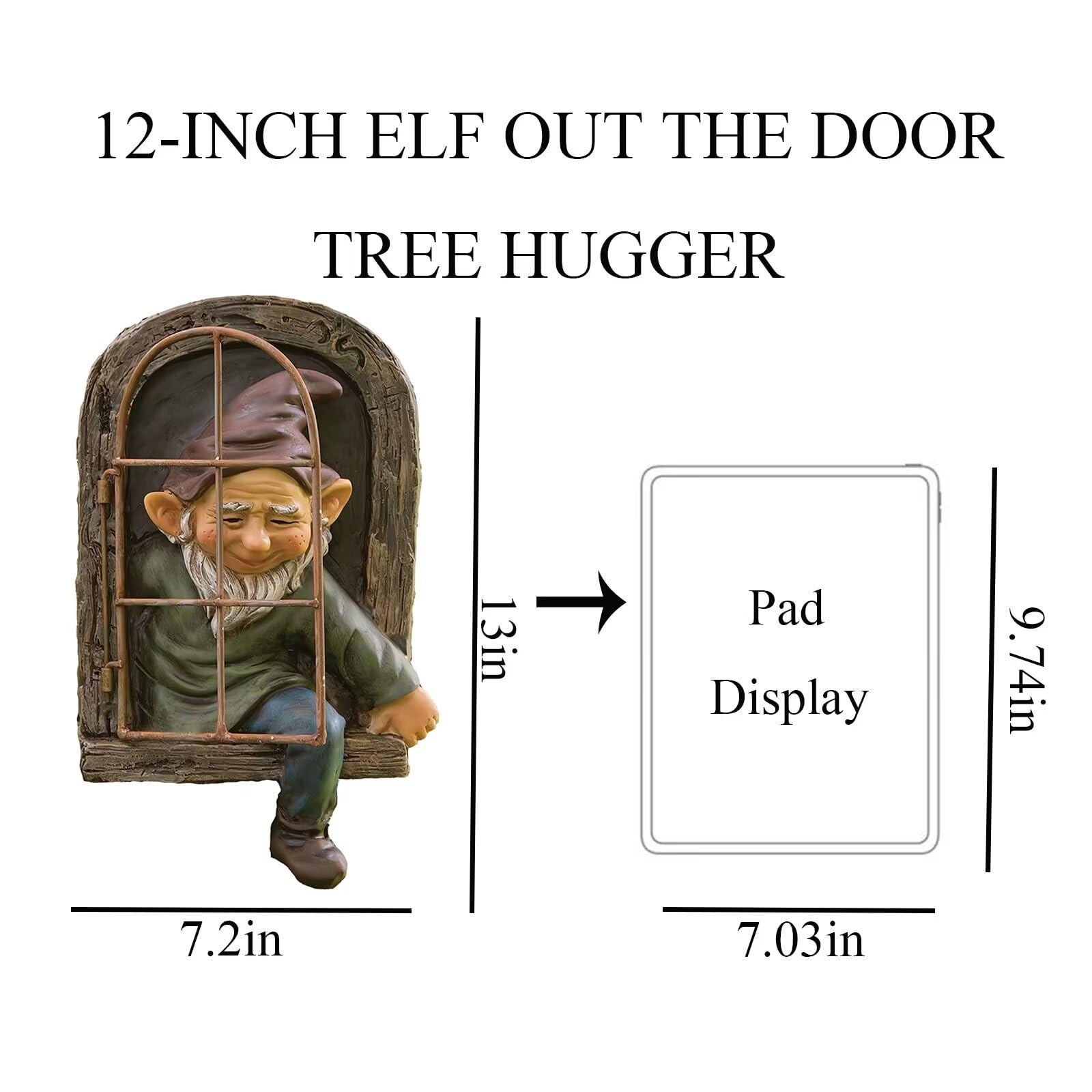 DHOBY GHAUT Elf Out of Door Tree Hugger 12-inch, Gnome Statue Tree Face Garden Decoration for Yard, Patio, Gnome Outdoor Clearance Large Ornaments, Garden Peeker Yard Art