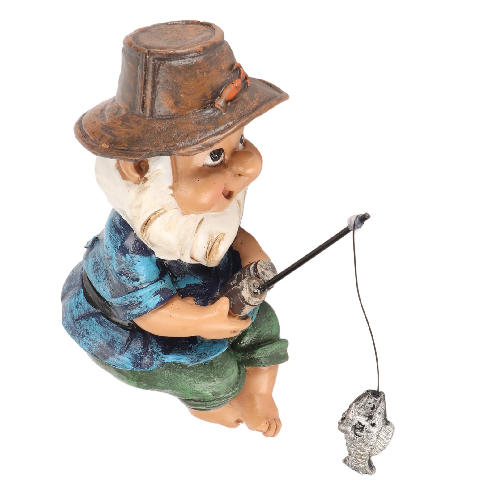 Atyhao Fishing Gnome Garden Statue, Resin Gnome Dwarf Figurine Ornament for Lawn Yard Balcony Porch Patio Flowerpot Decoration