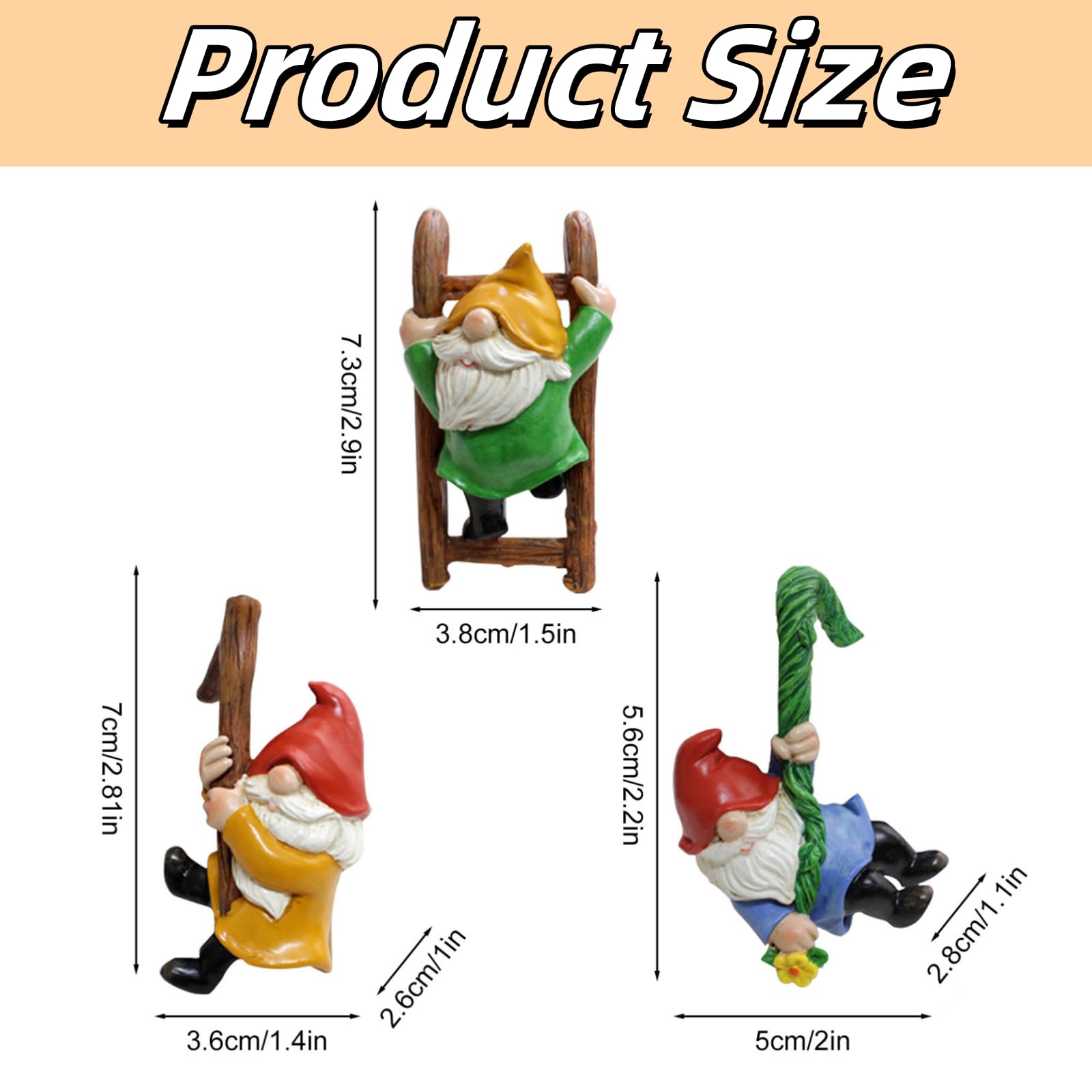 Dingzhidiy 3PCS Cute Climbing Gnome Figurines Flower Pot Hugger, Resin Garden Gnomes Statue, Plant Decorations for Pots, Outdoor Decor Fence Ornaments for Patio Lawn Garden Yard