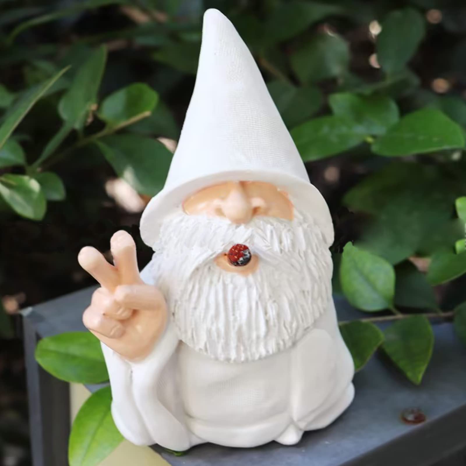Lethogety Funny Garden Gnomes Outdoor Statues, 5.9 Inch Creative Smoking Dwarf Resin Sculpture Decoration for Home Indoor or Lawn Patio Outside Yard Decor Housewarming Halloween Christmas Garden Gift
