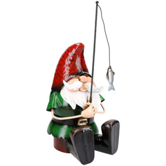 AB Tools Hand Painted Metal Garden Gnome Fishing Gift Ornament 20x18x39.5cm